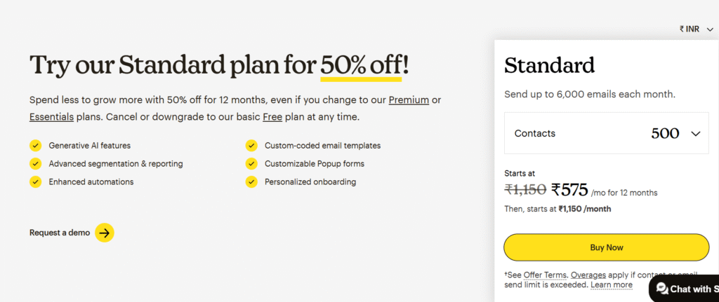 mailchimp web design features
